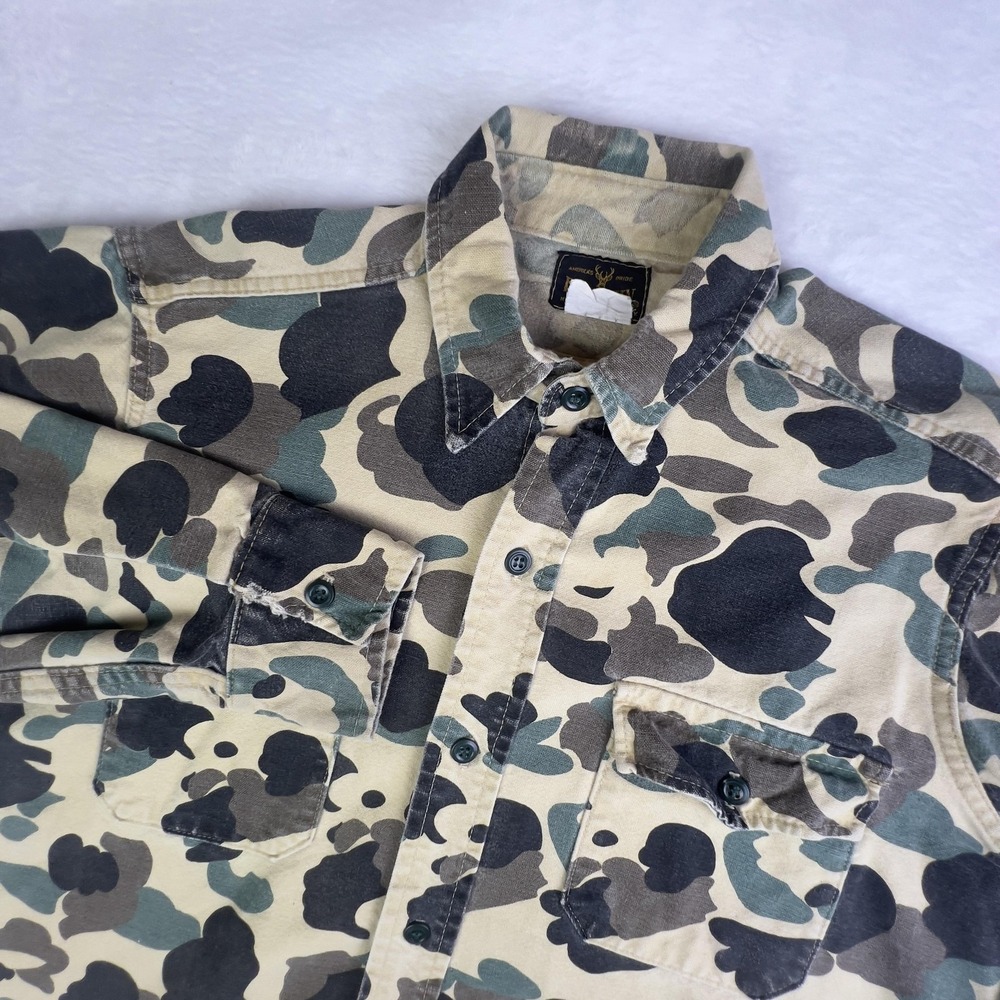 Vintage Deerskin Shirt Mens Large Camo Hunting Long Sleeve‎ Button Up Made USA